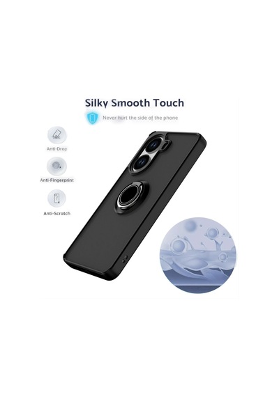 Poco X7 Pro Iron Man Edition Uyumlu Kılıf Yüzüklü Standlı Sert Silikon Kapak - Siyah Siyah