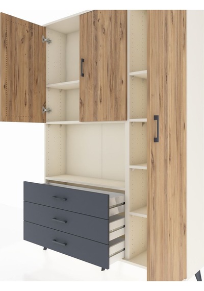 Arges Dolap 7 Raflı 3 Çekmeceli 3 Kapaklı 132x30x195 Aytaşı-çam/antrasit Atlas Çam/antrasıt Arges Dolap 7 Raflı 3 Çekmeceli 3 Kapaklı 132x30x195 Aytaşı-çam/antrasit Atlas Çam/antrasıt