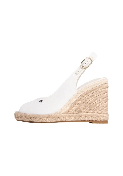 Tommy Hilfiger Flag Ekru Arkası Açık Espadril Yüksek Dolgulu Sandalet-13189 Ekru