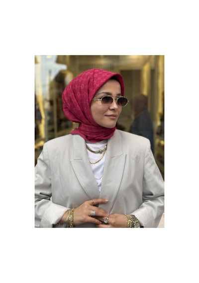 Aker Elegance Monogram Eşarp Fuşya - 993 Fuşya - 993