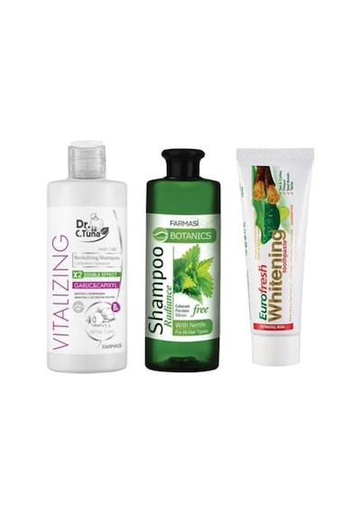 Farmasi Botanics Isırgan Özlü Parlaklık Veren Şampuan 500 ML + Sarımsak Şampuan + Diş Macunu