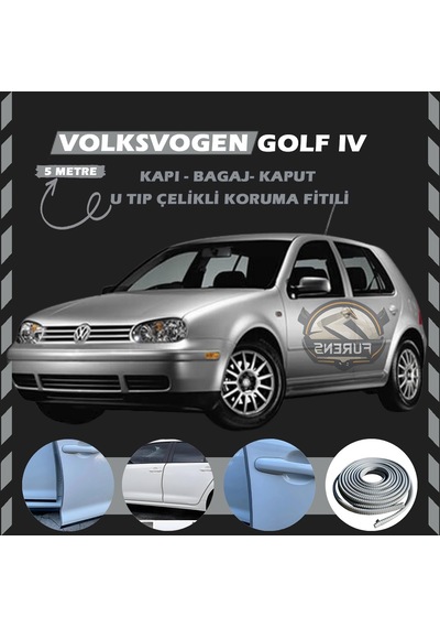 Volksvogen Golf 4 Oto Araç Kapı Koruma Fitili 5 Metre Parlak Gri Renk