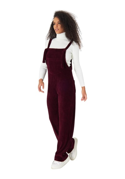 Palena Plnl6111 - Kadife Örme Salopet Bordo