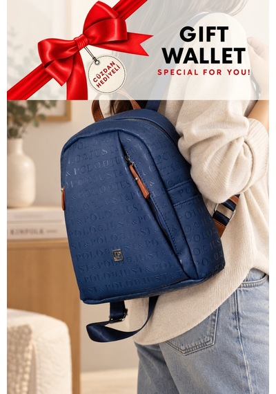 Lacivert 4040 Cuzdanli Orijinal Just Polo Kadin 9 Bolmeli Orta Boy Sirt Cantasi 31x29 Cm Lacivert - Camel