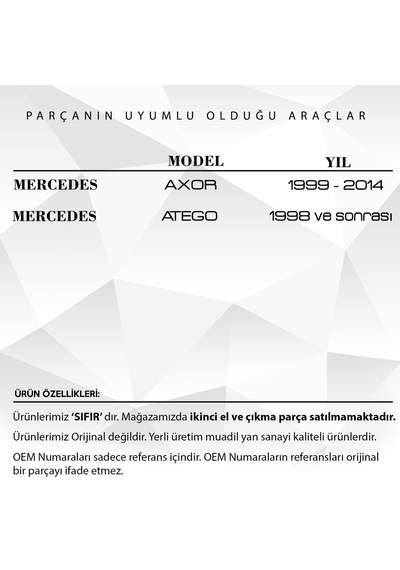 Mercedes Axor, Atego için Kapı İç Açma Teli-Sol (Çap3.95mm)