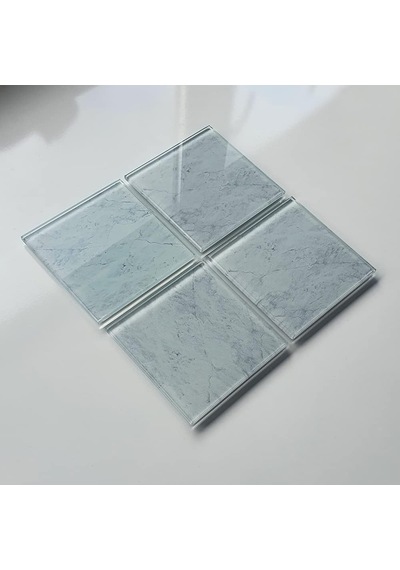 4'lü Takım Cam Bardak Altlığı 10cm X 10cm Taş Görünüm Diğer