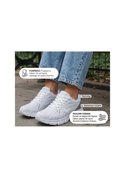 Fıero Mıen Unisex Kadın Erkek Çocuk Garson Boy Rahat Günlük Sneaker Spor Yürüyüş Ayakkabı Beyaz Beyaz