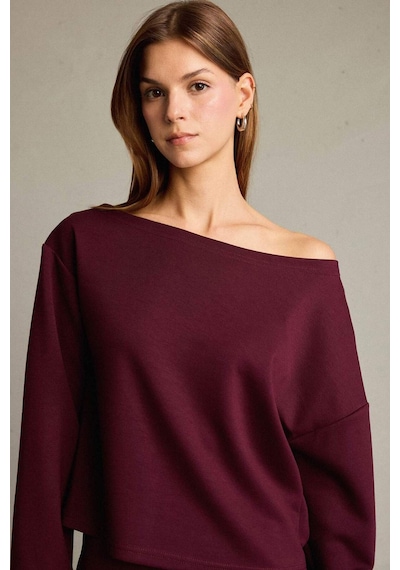 Defacto Kayık Yaka Modal Sweatshirt G2914ax25aubr115 Bordo