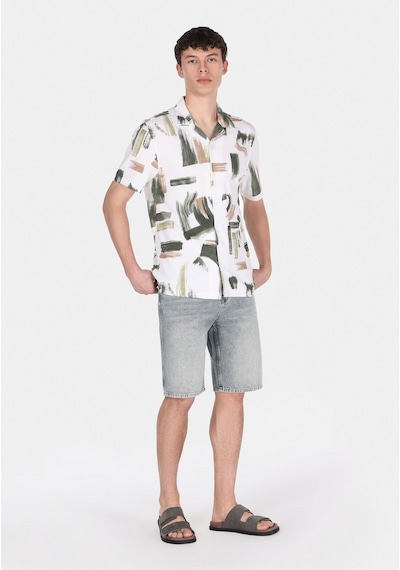 Colin's Colins Regular Fit Shirt Neck Baskılı Erkek Yeşil Kısa Kol Gömlek Cl1076869 Q1.v1 Gpt Green Printed