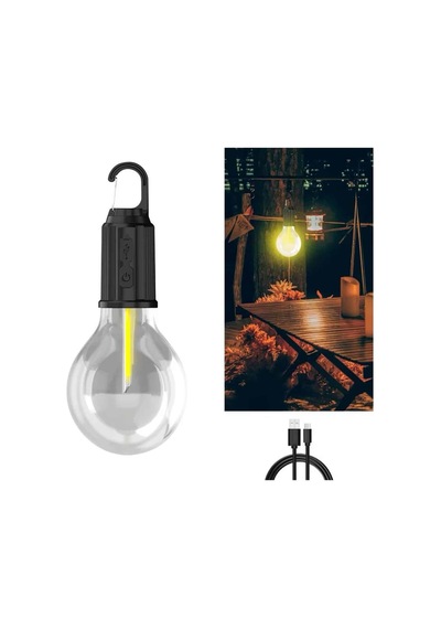 3 Farklı Mod Led'li Şarjlı Asma Kancalı Kamp Lambası Taşınabilir Ampul Renkli