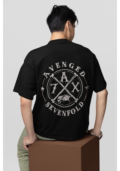 Tasarım Avenged Sevenfold Baskılı Unisex Oversize Rock Metal Tişö Siyah