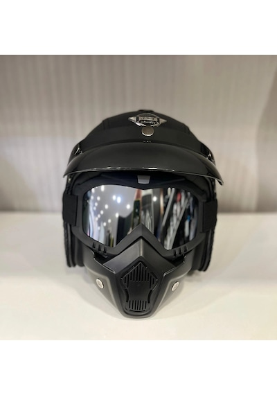 Kask Tex 701 Jyt Siyah Deri + Kask Maskeli