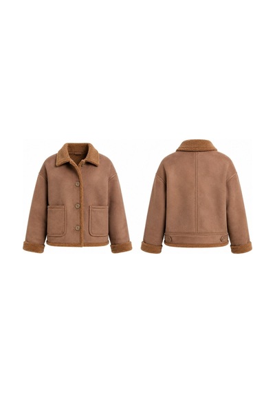 Verymoda Nubuk Yakası Kürklü Mont F1553 Vizon Vizon