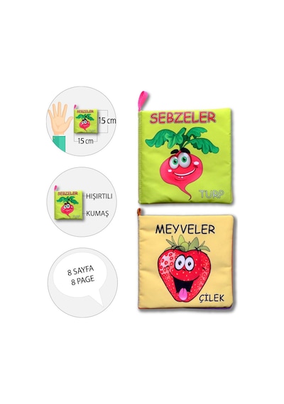 2 Kitap Tox Meyveler Ve Sebzeler Kumaş Sessiz Kitap T113 T049 - B