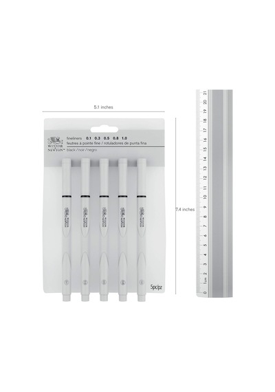 Winsor & Newton 0290082 Keçeli Kalem Seti, 5 Pigment Liner Hassas Çizgiler Ve Çıkışlar İçin, Yüksek Kalite, Pigm