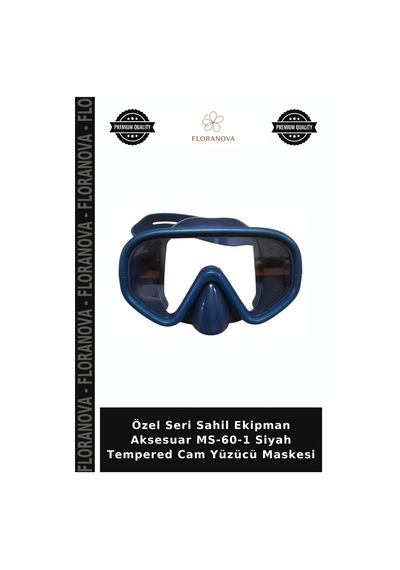 Özel Seri Sahil Ekipman Aksesuar Ms-60-1 Siyah Tempered Cam Yüzücü Maskesi