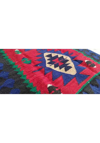 Antika Kafkas Esintili El Dokuma Yün Kilim 80x140 Cm Çok Renkli