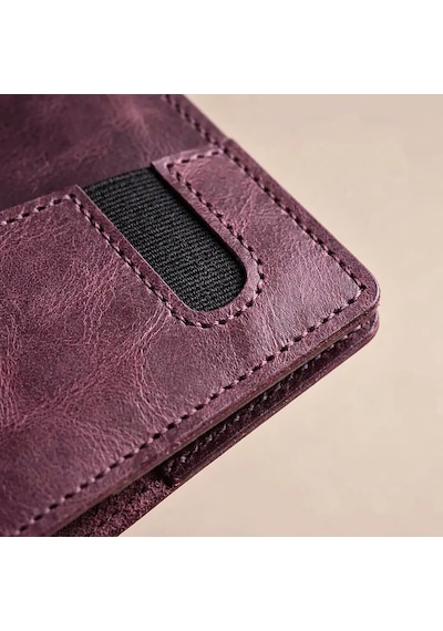 Bilikolik Hakiki Deri A5 Defter Kılıfı, El Yapımı, Telefon Cepli Ajanda Organizer, Defter Ve Kalem Dahil Mor