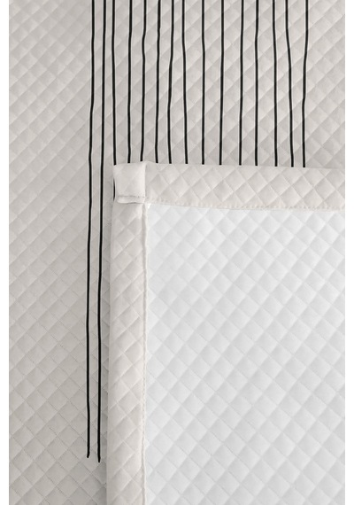 Siyah Geometrik Modern Genç Odası Tek Kişilik Pike Takımı - Minimal 160x220 Cm Kapitone Yatak Örtüsü Kremamsı Kil Kokusu