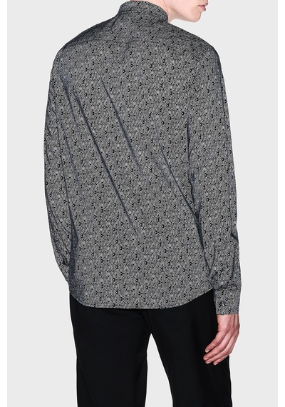 Armani Exchange Tamamı Logolu Slim Fit Uzun Kollu Gömlek Erkek Gömlek Xm000625 Af13184 Fc342 Siyah SİYAH