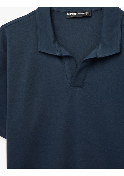 Koton Regular Fit Pamuklu Pike Kumaş Kısa Kollu Polo Yaka Tişört Lacivert 6sam10284mk