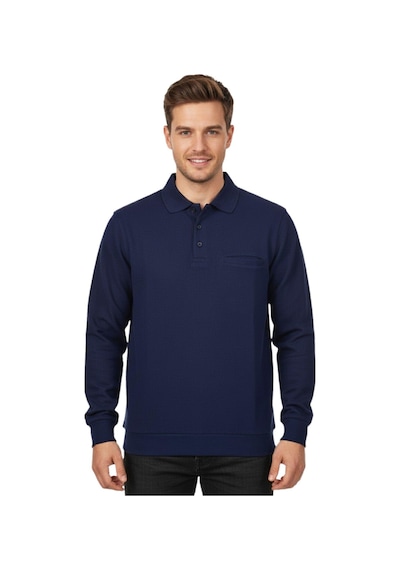 Baglan Erkek Büyük Beden Polo Yaka Cepli Selanik Sweatshirt Bgl-st04978 Lacivert