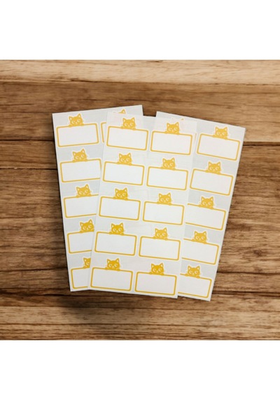 Store 100 Adet Sevimli Kedi Tasarımlı İsim Etiketi - Defter, Kitap, Kavanoz - Düzenleyici Sticker Etiket Çok Renkli