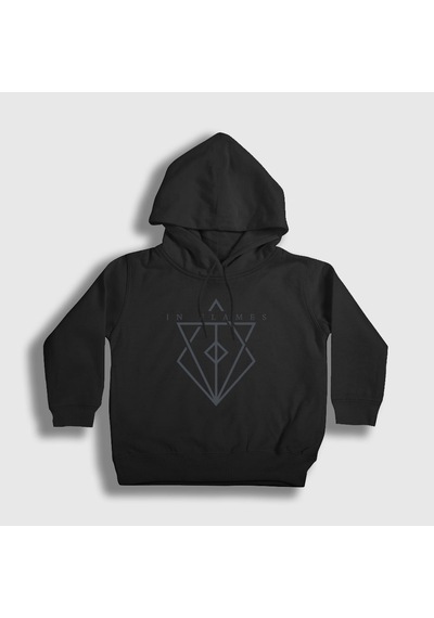 Presmono Unisex Çocuk Fire In Flames Kapüşonlu Sweatshirt Siyah