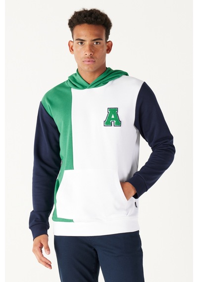 AC&Co / Altınyıldız Classics ERKEK BEYAZ YESIL Standart Fit Normal Kesim Kapüşonlu Pamuklu Çizgili Sweatshirt Beyaz AC&Co / Altınyıldız Classics ERKEK BEYAZ YESIL Standart Fit Normal Kesim Kapüşonlu Pamuklu Çizgili Sweatshirt Beyaz