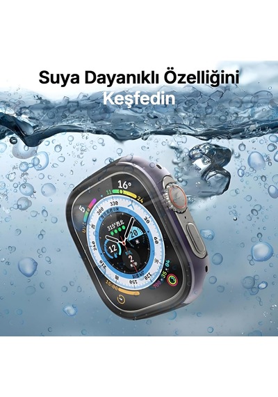 Apple Watch İle Uyumlu 45mm İçin Alüminyum Alaşım, Suya Dayanıklı Kılıf, Darbelere Ve Düşmelere Karşı Full Koruyucu Kasa 45mm Siyah Çok Renkli