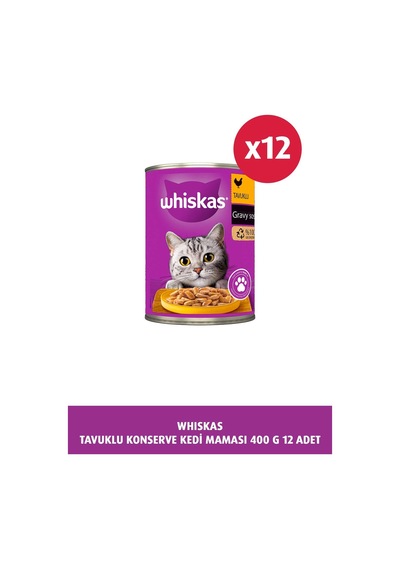Whiskas Tavuklu Yetişkin Konserve Kedi Maması 400 Gr X 12 Adet