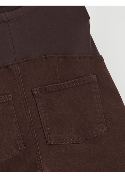 Lcwaıkıkı Maternity Kahverengi Karın Panelli Wideleg Hamile Jean Pantolon