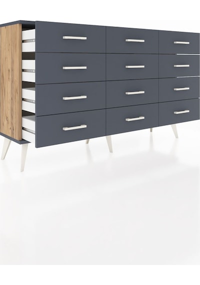 Arges Konsol 12 Çekmeceli 132x30x83 Çam-antrasit/antrasit Antrasit/antrasit Arges Konsol 12 Çekmeceli 132x30x83 Çam-antrasit/antrasit Antrasit/antrasit