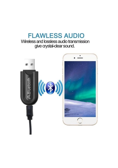 Lexroo Hjx-001 Araba Usb Bluetooth 5 Adaptörü Ses Müzik Alıcı 3.5mm Aux Araç Kiti Kablolu Hoparlörü