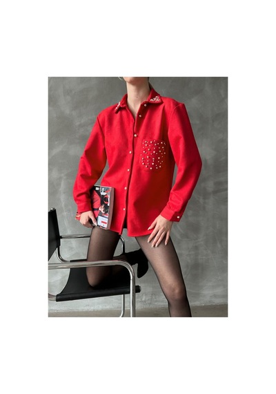 Verymoda Cebi Tasli Gömlek F1617 Kırmızı