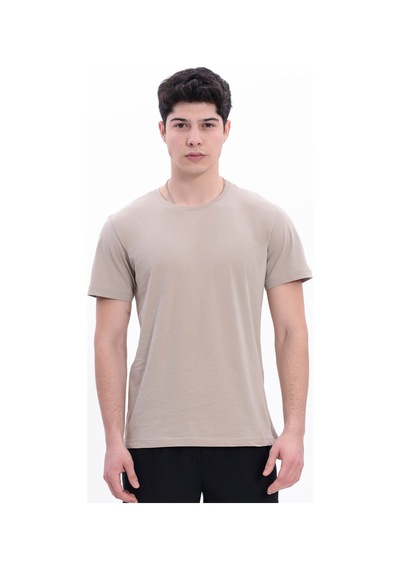 Myrab Denim Erkek Krem Basic Tişört Regular Fit Bisiklet Yaka %100 Pamuk 30/1 Süprem Kumaş Günlük T-shirt