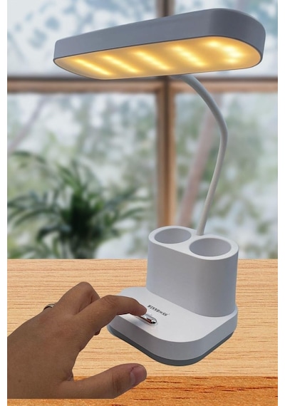 Kalemlikli Usb Şarjlı Dokunmatik 3 Kademeli 360 Derece Dönebilen Özel Göz Korumalı Led Lityum Masa Lambası Genel