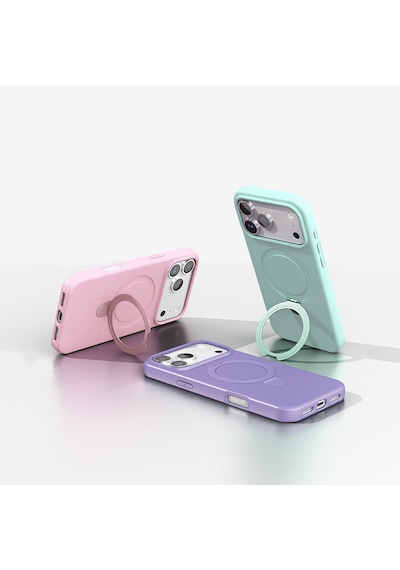 Apple Uyumlu iPhone 17 Air Kılıf M-safe Şarj Özellikli Standlı Zore Samara Kapak Lacivert