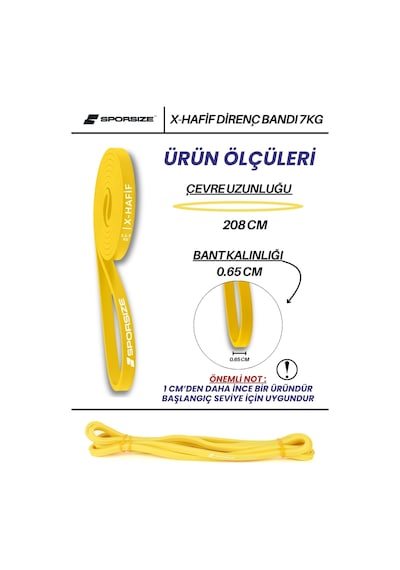 30 + 38 Kg Power Loop Direnç Bandı Kas Geliştirme Fitness Crossfit Barfiks Lastiği Sarı