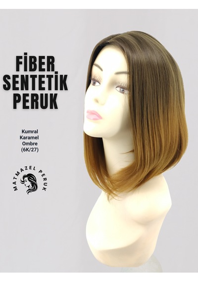 Kısa Sentetik Peruk Kumral Karamel Ombre
