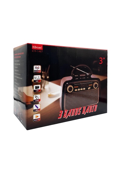 Kbroad KTF-1467  Fener Işıklı Şarjlı Nostalji Radyo Bluetooth Hoparlör