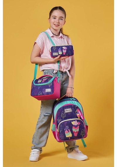 Coral High Kids Mor Pembe Dondurma Desenli 3 Lü Okul Çanta Seti Set0123655