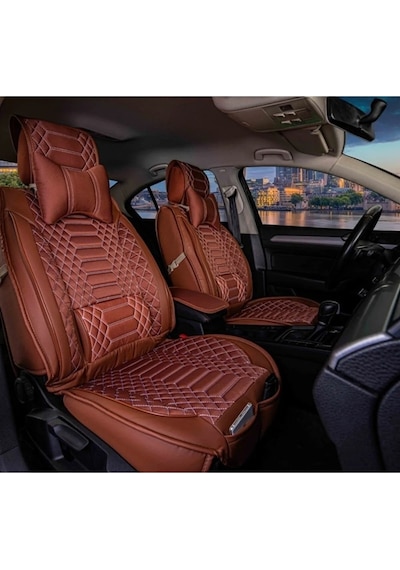 Chevrolet Lacetti Uyumlu Lüks Deri Oto Koltuk Kılıfı Ön Arka Takım Set Tarçın Fs