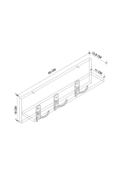 Portmanto Duvar Askılığı Elbise Askılığı Raflı Duvar Askılığı Polaris Beyaz 60 Cm