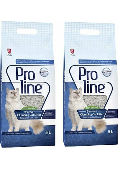 Proline Parfümsüz İnce Topaklaşan Bentonit Kedi Kumu 2 x 5 L