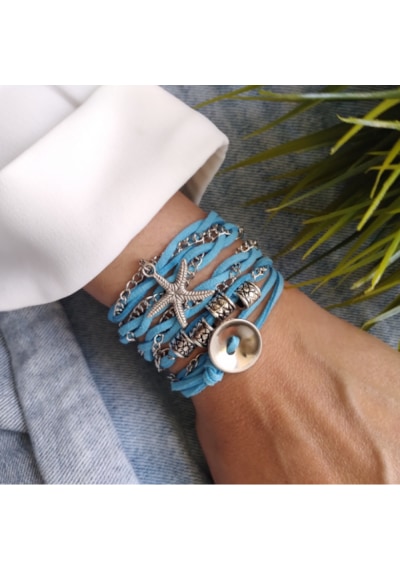 Süet Wrap Bileklik Mavi