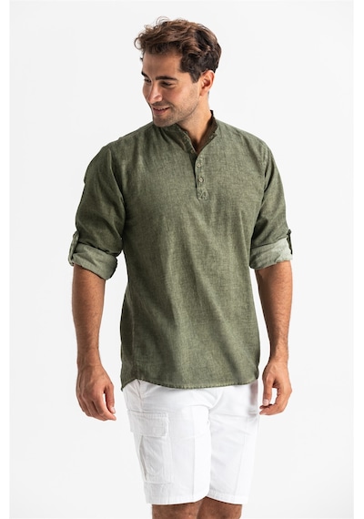 Uzun Kol Şile Bezi Bodrum Erkek T-Shirt Haki 9008 Haki
