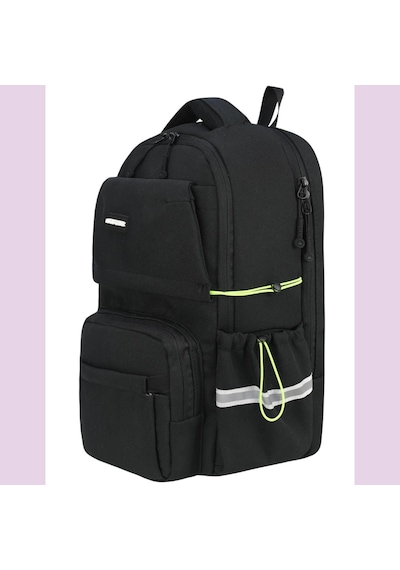 Ortopedik Ultra Lüx Büyük Boy 45 30 20 Cm Su Geçirmez Laptop Bölmeli Sırt Çantası Siyah
