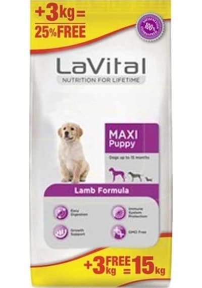 La Vital Kuzu Etli Büyük Irk Yavru Köpek Maması 12 + 3 KG