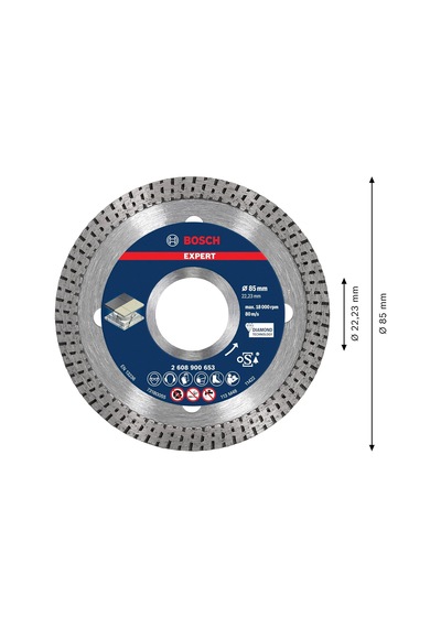 Professional 1x Expert Hardceramic Elmas Kesme Diskleri Sert Fayanslar, Sert Taş, Ø 85 Mm, Aks